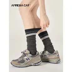 Meias listradas pretas femininas meias de cano médio primavera outono estilo japonês jk meias de panturrilha de tubo lon