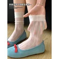 Miu série Ballet estilo meias senhoras estilo fino meias de seda gelo verão Ultra-fino malha meias estilo coreano pilha