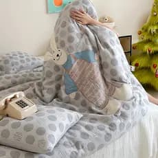 Algodão puro fio duplo primavera outono colcha remendo bordado bonito colcha núcleo lavável à máquina colcha de inverno