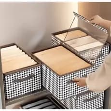 Caixas Organizadoras Dobrável C/ Tampa Transparente – Multiuso Oxford Reforçado Resistente E Ecológico