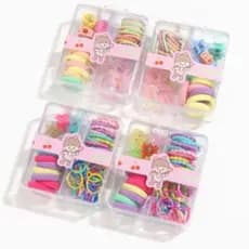 Kit Caixas Presilhas Amarrador Elásticos P/ Crianças Penteados Fofos