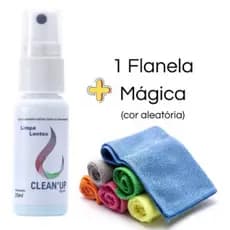Kit de Limpa Lentes e Telas Clean Up 25ml Óculos Tv LCD Plasma Celular + Flanelas