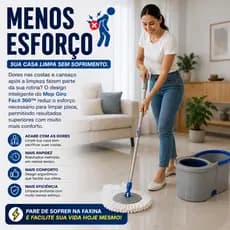 🏆 Mop Giratório 360 Com Balde 13L Esfregão Limpeza Prática Centrífuga Fácil Sem Molhar as Mãos