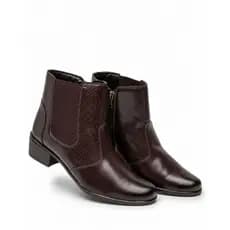 Bota Feminina Casual Cano Curto Salto Baixo c/ Ziper Elegante Confortavel Tendencia Inverno 2026 Festa Junina Show Rodeo