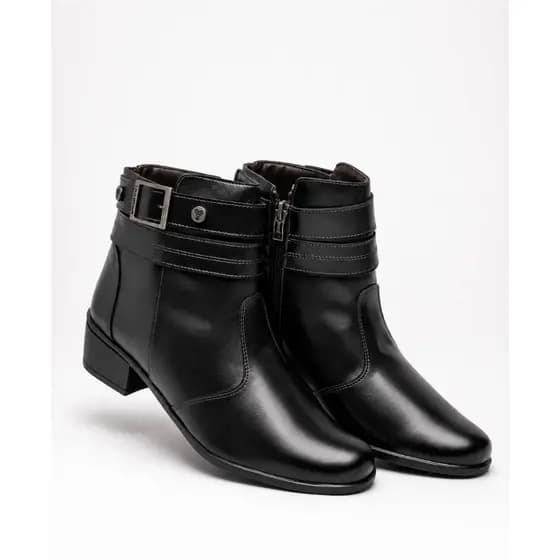 Bota Feminina Casual Cano Curto Salto Baixo c/ Ziper Confortavel Elegante Tendencia Inverno Meia Estação 2026