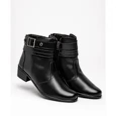 Bota Feminina Casual Cano Curto Salto Baixo c/ Ziper Confortavel Elegante Tendencia Inverno Meia Estação 2026
