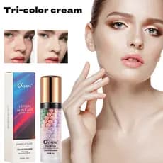OCHEAL Tricolor arco-íris base creme iluminar o tom da pele refrescante hidratante maquiagem Natural Primer creme base d