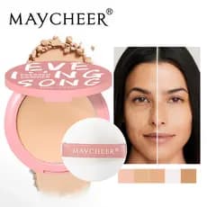 MAYCHEER Pó prensado de luz suave Maquiagem de fixação de longa duração Pó solto transparente Maquiagem iluminadora Corr