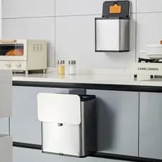 Lata de lixo de parede de aço inoxidável cozinha sem curvatura cinto coberto lata de lixo doméstica grande tampa grande