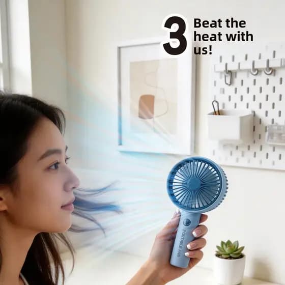 Estilo simples Desktop Mini ventilador elétrico portátil gradiente luz portátil ventilador de três velocidades