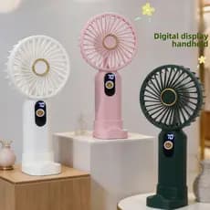 2026 criativo novo estilo suporte Display Digital Mini ventilador de cinco velocidades Desktop dormitório Vertical verão