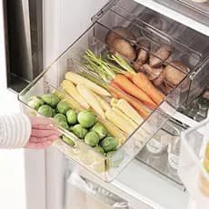 Caixa de armazenamento de geladeira, tipo gaveta de cozinha doméstica, armazenamento de ovos, plástico transparente, sel