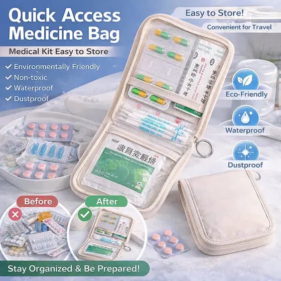 [Prático e Portátil] 【Portátil e Compacto】[Essencial para Viagem] Bolsa de Medicamentos/Compacto/Estojo de Primeiros Soc