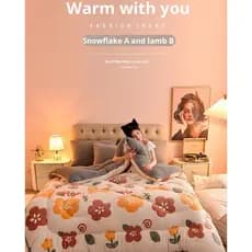 [Ideal Para Inverno] ผ้าห่มขนแกะสองด้านสีนมเนื้อนุ่มอบอุ่น Cobertor/Acolchoado/Quente/Cama