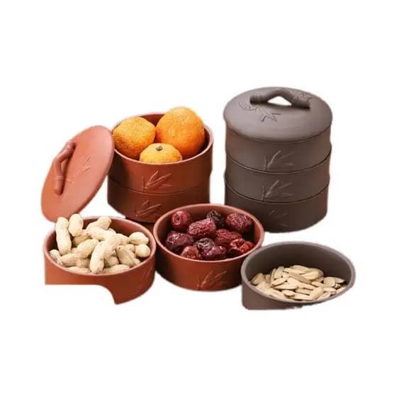 Novo prato de jantar multifuncional Prato de vapor Prato de tributo Caixa de lanche Multi-camada dobrável Cesta de fruta
