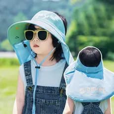 Crianças chapéu de sol verão grande borda pára-sol xale chapéu meninos meninas ao ar livre vazio superior Anti-ultraviol