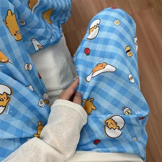 Calças de pijama de desenho animado, calças leves curvas para caminhada, calças de pijama soltas de verão para mulheres,