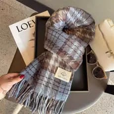 Creme azul xadrez cachecol feminino estilo coreano atmosfera versão coreana All-Match inverno quente à prova de vento ca
