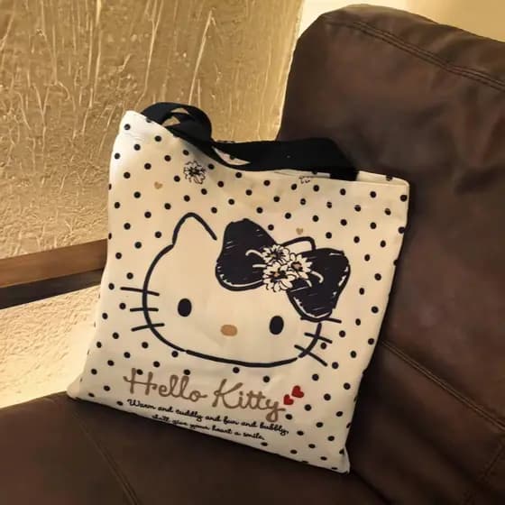2026 primavera novo estilo hellokitty dos desenhos animados bolsa de lona sacola estudante grande capacidade Commuter to