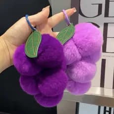 Pingente de corda de uva peluda, roxo escuro, luz, roxo, série, imitação de pele de coelho Rex, enfeites, chaveiro de ca