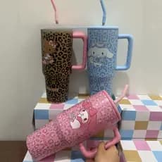 Copo de água de grande capacidade Copo de água para carro All-Match Leopard Print Handle Car Cup