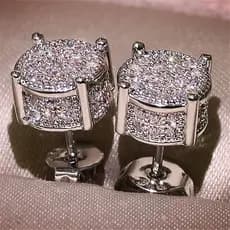 Brincos masculinos e femininos redondos em torno de strass