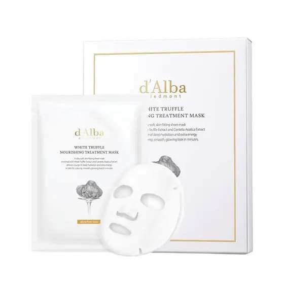 d'alba Piedmont Máscara Nutritiva de Trufa Italiana, Pacote com 5 Peças, Cuidado Vegano, Máscara nutritiva adequada para
