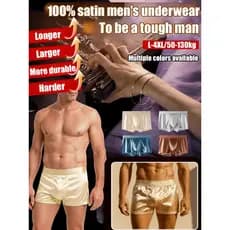 【Toque Gelado】Cuecas Boxer Masculinas Confortáveis de Seda/Cetim para Homens
