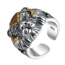 [Estilo Hip-Hop] 【Adjustable Vintage Tiger Ring】 Anel de Tigre Masculino em Prata 925/Anel Ajustável/Anel Luxuoso/Anel p
