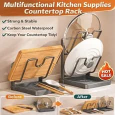 【Prático e Funcional】[Organização Inteligente] 🍳[Space-Saving] Pot Lid Rack | Cozinha/Rack/Tampa/Panela/Armazenamento