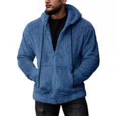 [Ideal para Outono] Casaco de Pelúcia Masculino/Jaqueta com Capuz/Cardigan Quente