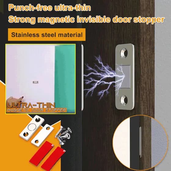【Ímã Potente】Punch-free Invisible Door Stopper Ímã Forte/Para Porta/Gaveta/Armário/Parada Sem Furo