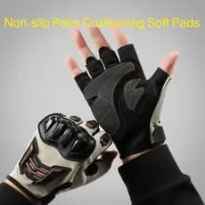[Proteção e Estilo] 【Durabilidade e Conforto】 Luvas Meio Dedo Moto/Bicicleta/Atividades ao Ar Livre