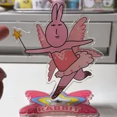 Coelho rosa dupla face girando suporte Anime periférico rotativo nicho acrílico engraçado ornamentos de mesa
