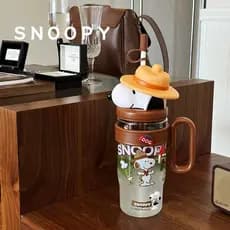 Snoopy copo de palha de grande capacidade verão grande Mac tritan copo de água menina copo de estudante bonito de alto v