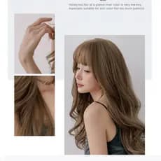 【Estilo Elegante】[Estilo Coreano] Peruca Feminina Longa/Peruca Natural/Peruca com Franja/Peruca de Onda Longa/Peruca com