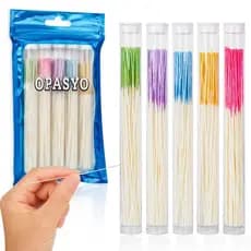 opasyo Limpador de Furos de Orelha 300 Unidades, Fio de Limpeza para Piercings de Orelha, 5 Cores, Limpador de Furos de