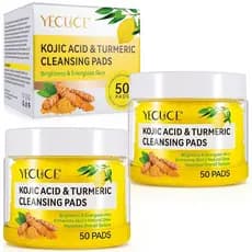 Pads de Limpeza com Cúrcuma, 50 Unidades de Pads de Limpeza com Ácido Kójico e Cúrcuma, Pads Faciais com Vitamina B5, Vi