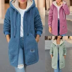 [Quente e Aconchegante] Moletom Feminino Médio com Forro de Lã - Casaco de Lã/Frio/Moda Feminina