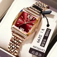 Relógio feminino quadrado cravejado de diamantes da marca suíça à prova d'água moda Casual relógio de pulso transmissão
