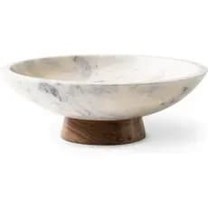 Tigela decorativa de cortiça e mármore para decoração de casa - feita à mão em pedra natural com base de madeira de acác
