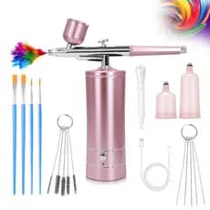 Kit de Aerógrafo com Compressor de Ar, Aerógrafo Sem Fio para Barbeiro, Arte em Unhas, Maquiagem, Pintura de Modelos (Ro