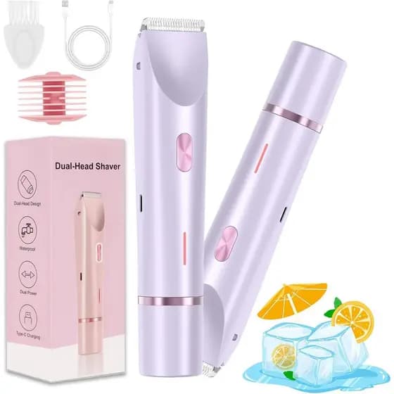 Aparador de Biquíni, Trimmer 2.0, Aparador de Biquíni 2 em 1 para Mulheres, Aparador Elétrico de Dupla Cabeça para Mulhe