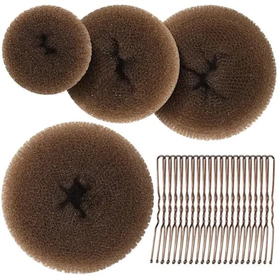 Modelador de Coque Teenitor para Crianças e Meninas - Coques de Cabelo, Coque de Bailarina em 4 Tamanhos, Marrom Claro B