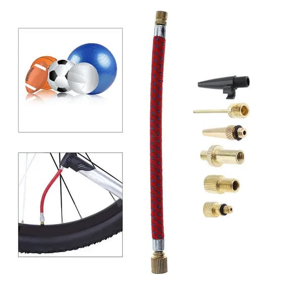7pcs/set 17cm Tubo De Extensão Do Inflador De Bicicleta Com Adaptador De Bomba Válvula Kit De Bico Inflável Para/Futebol/Leito Aéreo