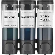 Dispensador de shampoo e condicionador, dispensador de sabonete líquido para chuveiro, dispensador de shampoo de três co