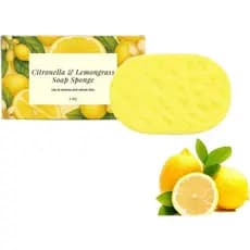 Esponja de Sabão de Citronela, Esponja de Citronela à Base de Plantas Preenchida com Sabão, Barra de Capim-Limão Doce e