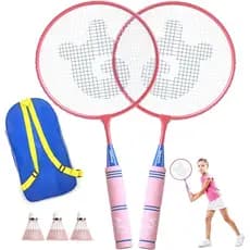 JOYSPOT! Conjunto de Raquetes de Badminton para Crianças com Empunhadura Macia, Raquetes com Petecas Grandes e Leves com