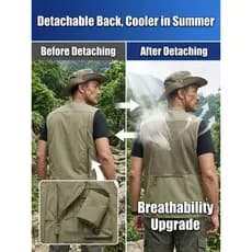 【Multi-Bolsos】[Respirável e Leve] Colete Secagem Rápida/Ideal para Pesca/Caça/Caminhadas
