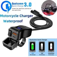 Carregador De Motocicleta QC3.0 Duplo USB Rápido Adaptador De Energia Soquete Com Interruptor À Prova Dwaterproof Água V